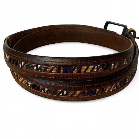 Columbia Baja Belt – Leather Canvas Aztec Southwest – Sz 42 - Picture 2 of 11